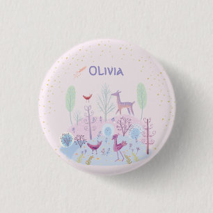 Gepersonaliseerd bloemen ronde button 3,2 cm