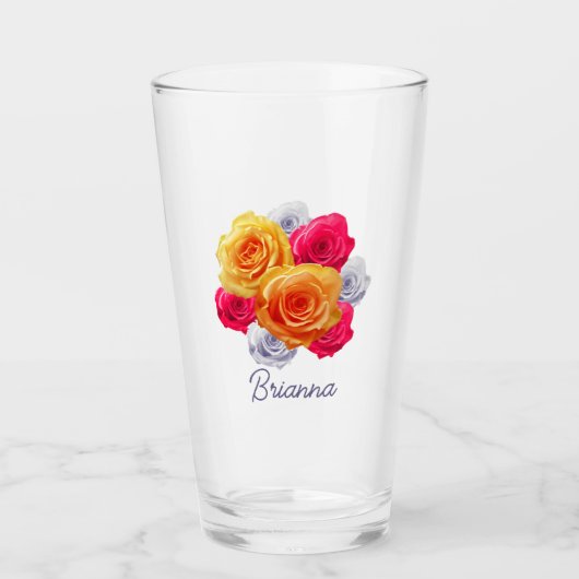 Gepersonaliseerd bloemen Rozen Motif Glass Glas (Voorkant)