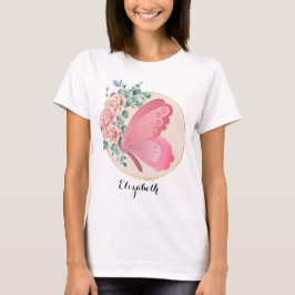 Gepersonaliseerd bloemen vlinder T-shirt