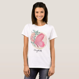 Gepersonaliseerd bloemen vlinder T-shirt