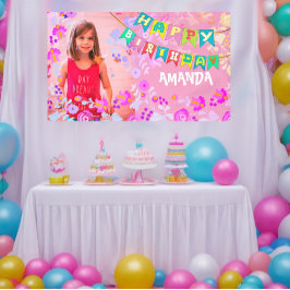 Gepersonaliseerd bloemenfeestje afbeelding spandoek