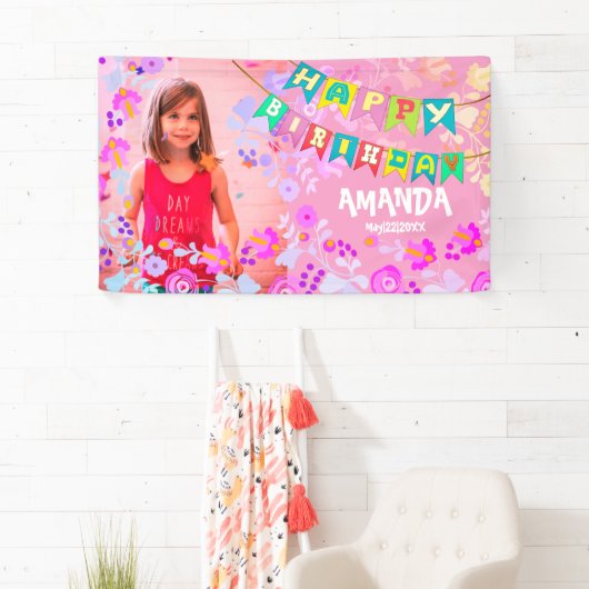 Gepersonaliseerd bloemenfeestje afbeelding spandoek (Insitu)