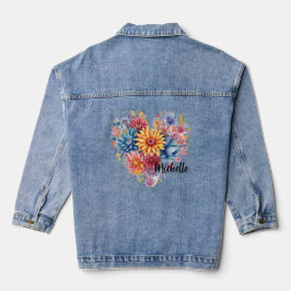 Gepersonaliseerd bloemenhart denim jacket