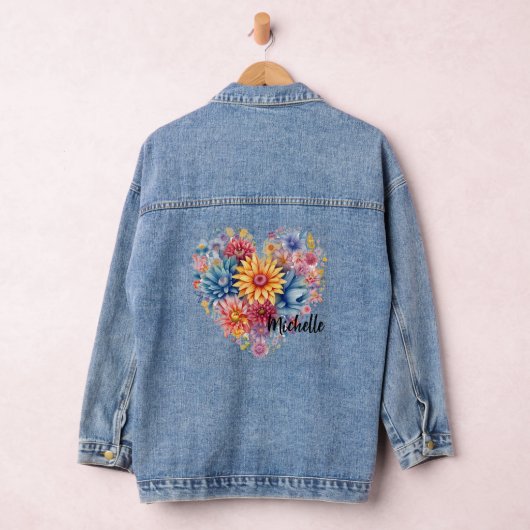 Gepersonaliseerd bloemenhart denim jacket (Hangar)