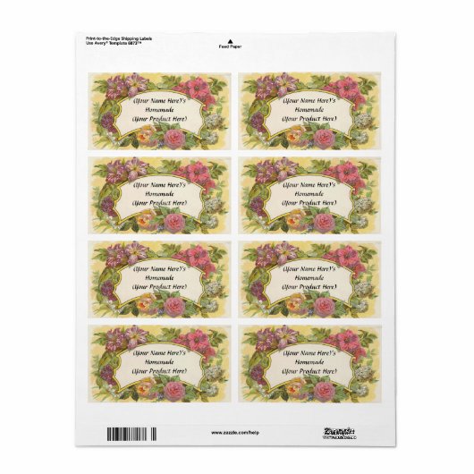 Gepersonaliseerd  bloemenkaarsenblik of kaarsenlab etiket (Full Sheet)