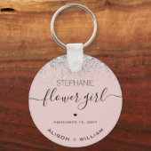 Gepersonaliseerd Bloemenmeisje Glitter confetti ef Sleutelhanger (Voorkant)