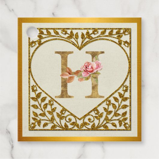 Gepersonaliseerd bloemenmonogram, van A tot Z Bedankjes Labels (Voorkant)