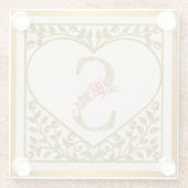 Gepersonaliseerd bloemenmonogram, van A tot Z Glazen Onderzetter (Achterkant)