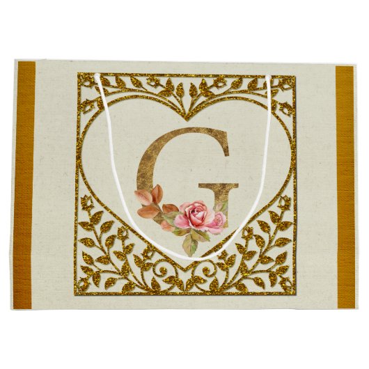 Gepersonaliseerd bloemenmonogram, van A tot Z Groot Cadeauzakje (Achterkant)