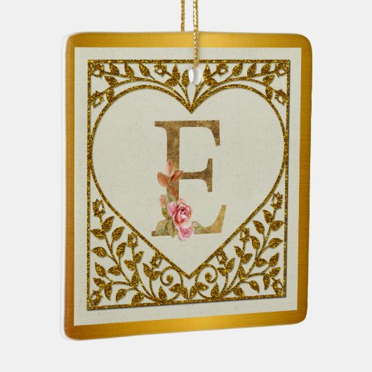 Gepersonaliseerd bloemenmonogram, van A tot Z Keramisch Ornament (Rechts)