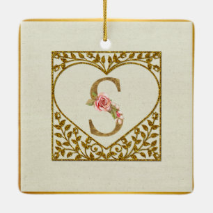 Gepersonaliseerd bloemenmonogram, van A tot Z Keramisch Ornament
