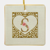 Gepersonaliseerd bloemenmonogram, van A tot Z Keramisch Ornament (Voorkant)