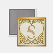 Gepersonaliseerd bloemenmonogram, van A tot Z Magneet (Voorkant / Achterkant)