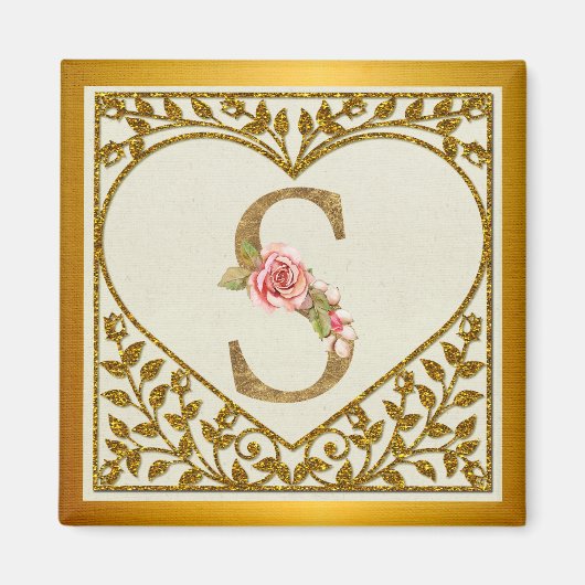 Gepersonaliseerd bloemenmonogram, van A tot Z Magneet (Voorkant)