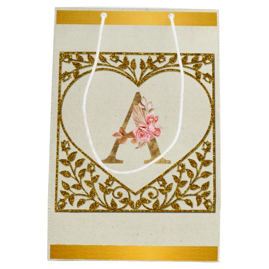 Gepersonaliseerd bloemenmonogram, van A tot Z Medium Cadeauzakje (Achterkant)