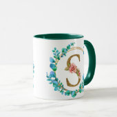 Gepersonaliseerd bloemenmonogram, van A tot Z Mok (Voorkant rechts)