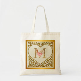 Gepersonaliseerd bloemenmonogram, van A tot Z Tote Bag