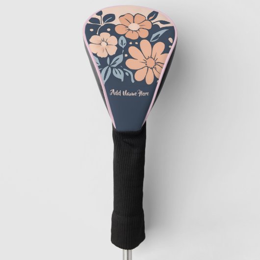 Gepersonaliseerd bloemenontwerp golfhoofd Hoesje Golfheadcover (Voorkant)