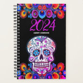 Gepersonaliseerd Bloemensuiker schedel Dagelijks W Planner (Voorkant)