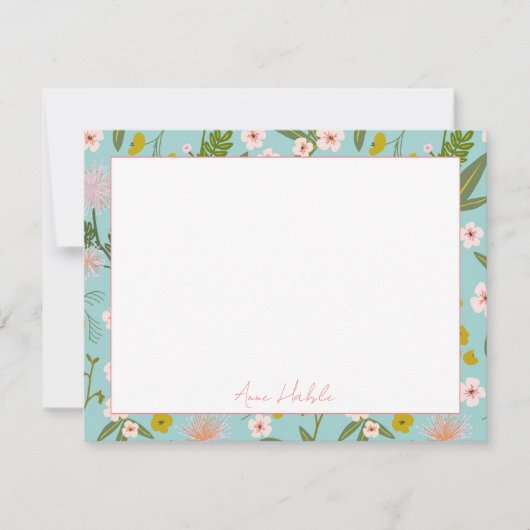 Gepersonaliseerd bloemig Briefpapier Notitiekaartje (Voorkant)