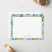 Gepersonaliseerd bloemig Briefpapier Notitiekaartje (Voorkant / Achterkant in situ)