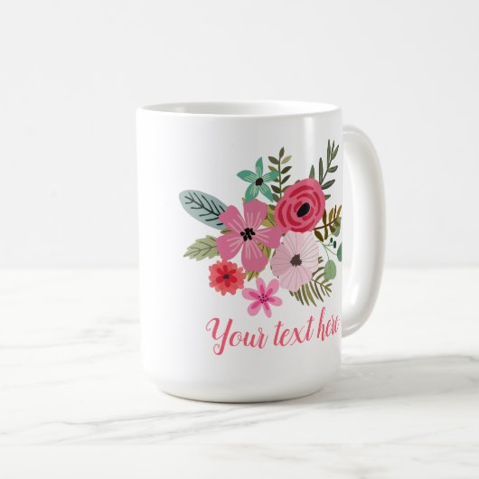 Gepersonaliseerd bloemige mok Vloerbouquet cadeaui (Voorkant rechts)