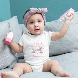 Gepersonaliseerd bloemmonogram Baby Bodysuit