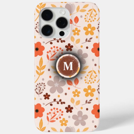 Gepersonaliseerd bloemmotief met monogram naam Case-Mate iPhone case (Achterkant)