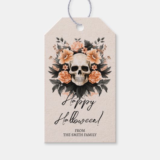 Gepersonaliseerd  bloemschedel cadeaulabel (Voorkant)