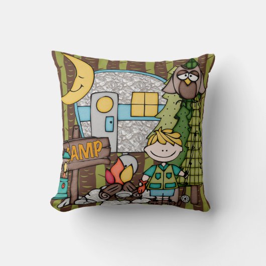 Gepersonaliseerd Blond Boy Camping Pillow Kussen (Voorkant)