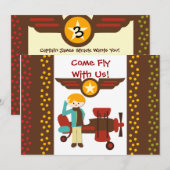 Gepersonaliseerd blond Boy Pilot Birthday-uitnodig Kaart (Voorkant / Achterkant)