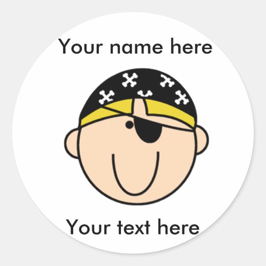 Gepersonaliseerd blond piraat jongen ronde sticker (Voorkant)