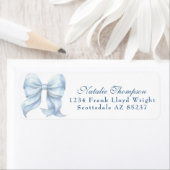 Gepersonaliseerd Blue Bow Retour Mailing Adres Etiket (Insitu)