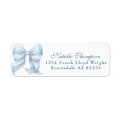 Gepersonaliseerd Blue Bow Retour Mailing Adres Etiket (Voorkant)