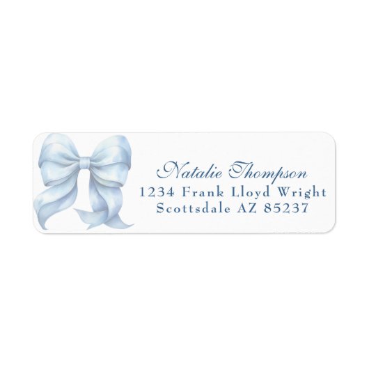 Gepersonaliseerd Blue Bow Retour Mailing Adres Etiket (Voorkant)