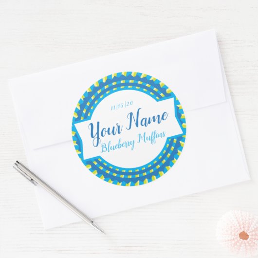 Gepersonaliseerd Blue Burst Bakkerij Label (Envelop)