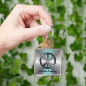 Gepersonaliseerd: Blue Burst Peace Sign-Sleutelhan Sleutelhanger (Hand)