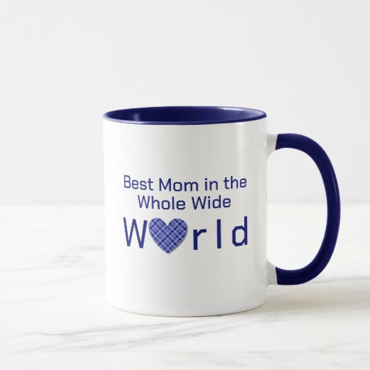 Gepersonaliseerd Blue Checkered Heart World's Best Mok (Rechts)