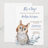 Gepersonaliseerd Blue Owl Baby shower Kaart (Voorkant / Achterkant)