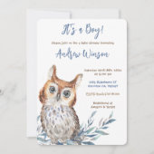 Gepersonaliseerd Blue Owl Baby shower Kaart (Voorkant)