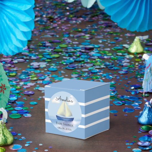 Gepersonaliseerd Blue Sailboat Baby shower Bedankdoosjes (Feest)