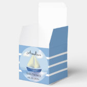 Gepersonaliseerd Blue Sailboat Baby shower Bedankdoosjes (Geopend)