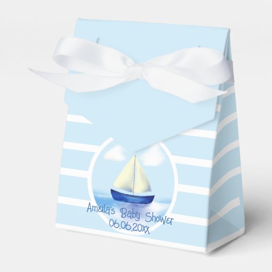 Gepersonaliseerd Blue Sailboat Baby shower Bedankdoosjes (Voorkant Zijde)