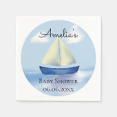 Gepersonaliseerd Blue Sailboat Baby shower Servet (Voorkant)