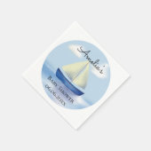 Gepersonaliseerd Blue Sailboat Baby shower Servet (Hoek)