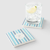 Gepersonaliseerd Blue Stripe Stone Onderzetter (Zijkant)