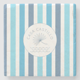 Gepersonaliseerd Blue Stripe Stone Onderzetter