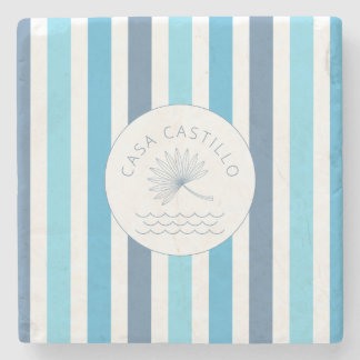 Gepersonaliseerd Blue Stripe Stone Onderzetter