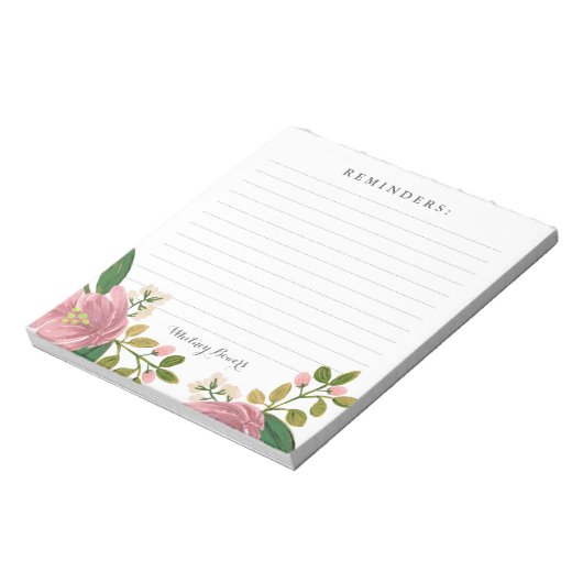 Gepersonaliseerd | Blush Bouquet Notitieblok (Linkerzijde)