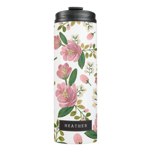 Gepersonaliseerd | Blush Bouquet Thermosbeker (Voorkant)